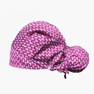 Pink /white ribbon bouffant Surgical Scrub Cap